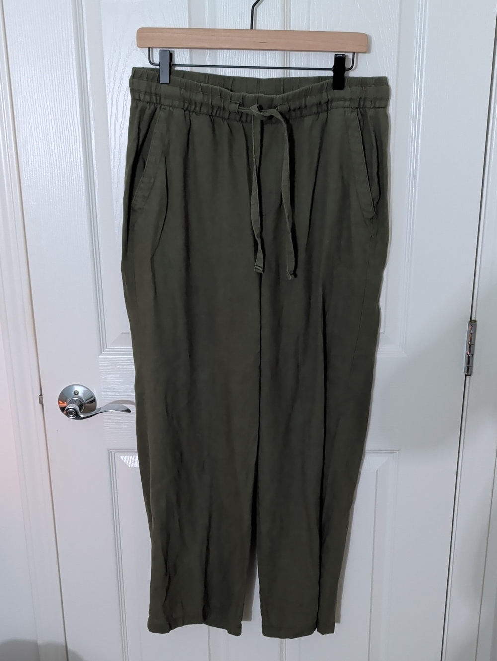 Women's Old Navy Olive Green Drawstring Linen Pants
